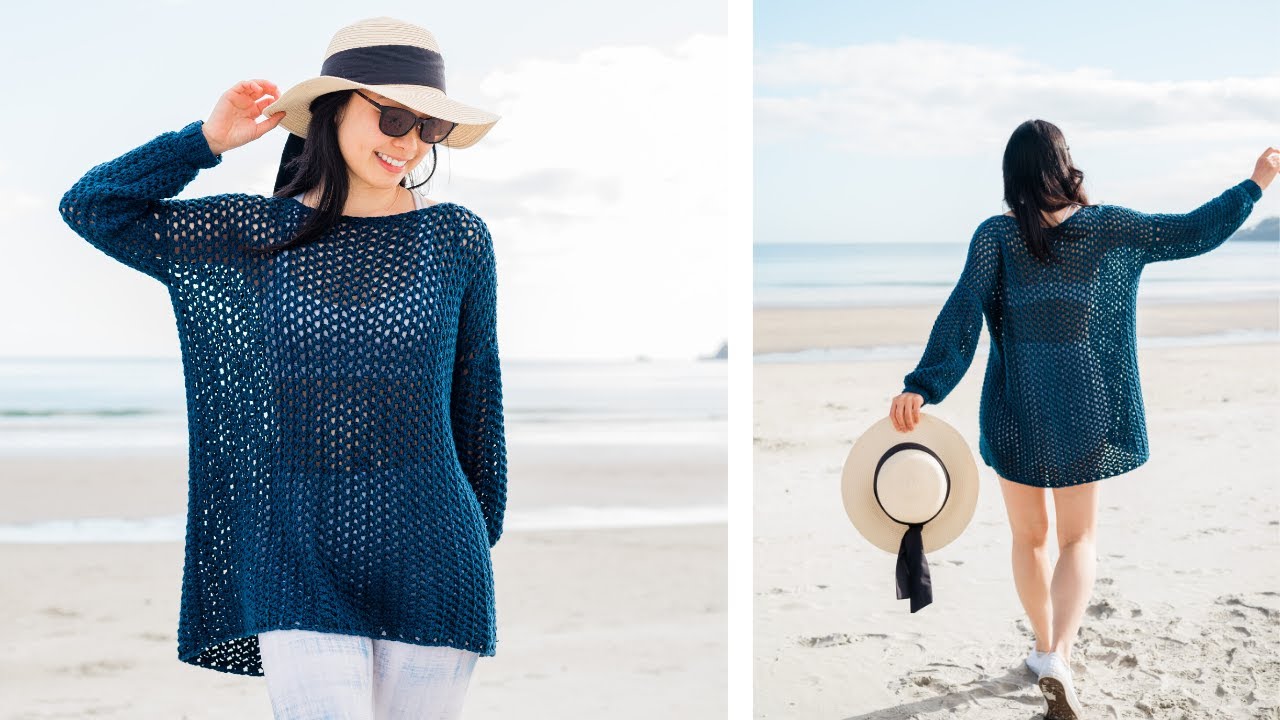 Crochet Summer Beach Cover Up | Mesh Summer Sweater Tutorial - YouTube