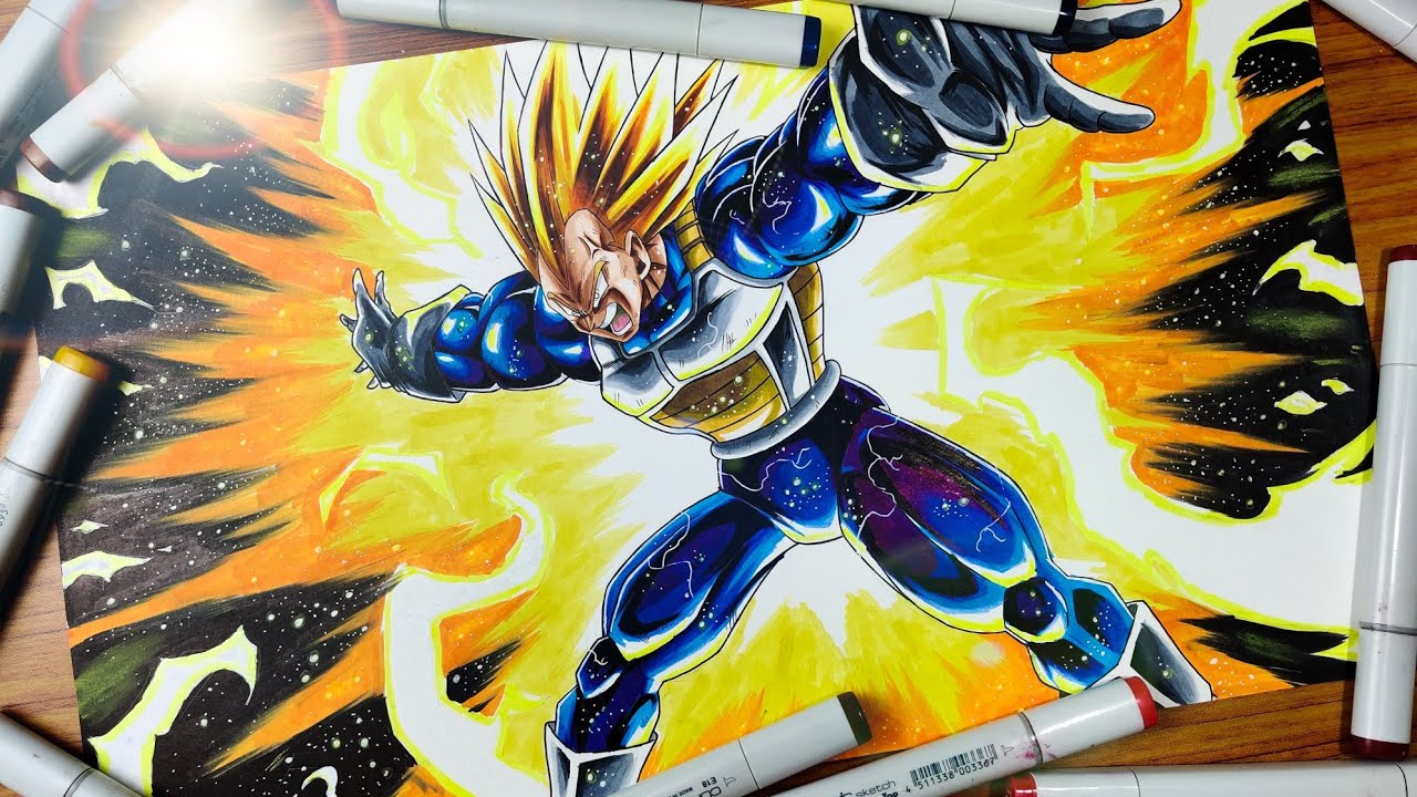 DRAWING VEGETA'S FIRST FINAL FLASH - DRAGON BALL Z ART 