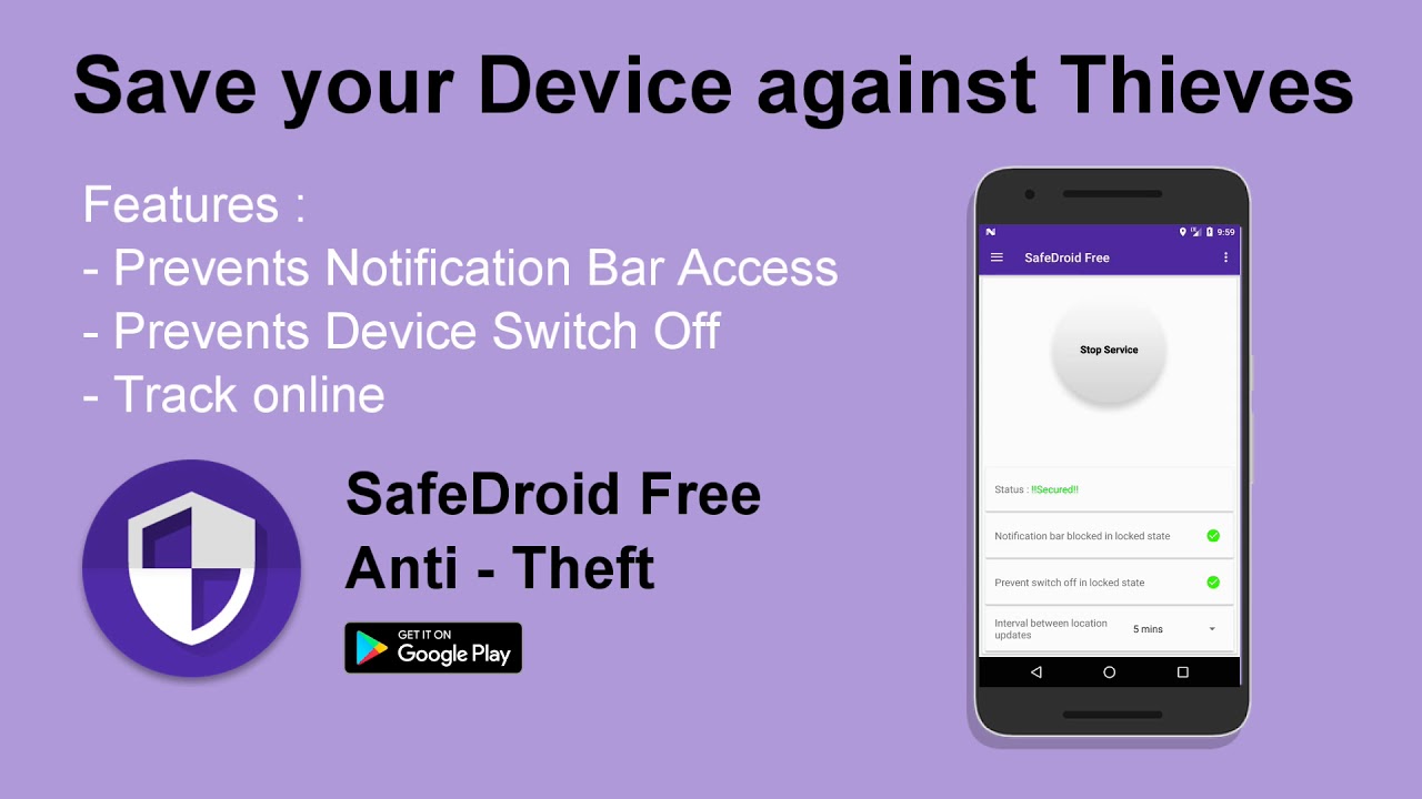 Save your mobile against thieves | SafeDroid Free Anit - Theft Android App