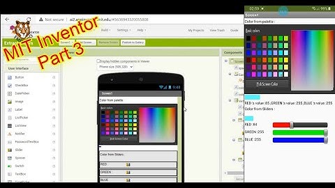MIT App Inventor 2 How to use Dynamic Color - Color picker part3