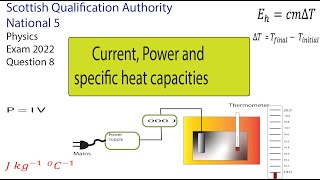 Question 8 SQA NAT 5 Physics Exam 2022-Specific heat capacity.