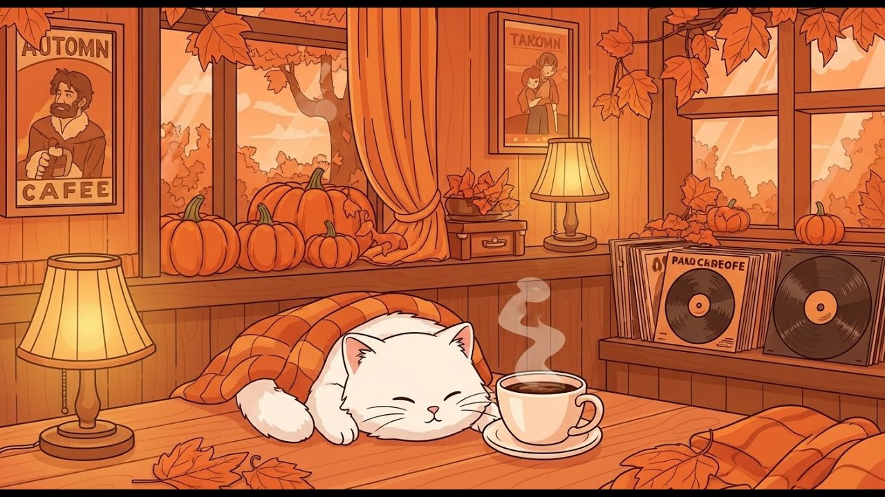 Cozy Autumn Cabin Ambience in the Woods 🍂 Jazz Music Sounds for ...