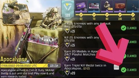 Call Of Duty Mobile Earn Triple Kill Medal twice in Apocalypse 24/7 Playlist Matches Task Complete