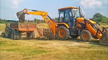 jcb swaraj 744 FE loading 3dx jcb working vs machine jcb video