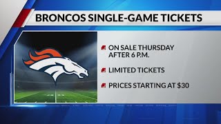 Denver Broncos single-game tickets go on sale Thursday