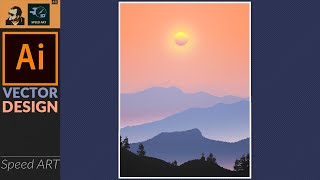 Landscape scenery vector art in Adobe Illustrator | Speed Art