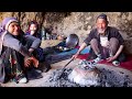 Two old lovers special bread  village life in afghanistan primitive cave living