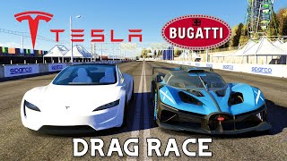 BUGATTI BOLIDE VS TESLA ROADSTER DRAG RACE | Assetto Corsa screenshot 4