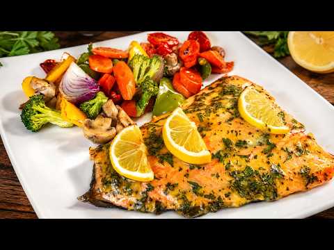 BAKED SALMON with HONEY MUSTARD Sauce 🍯 With Vegetables and Super JUICY!