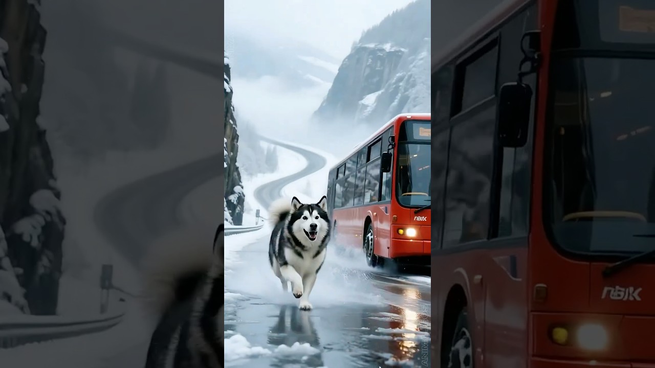 Brave dog saves bus from broken bridge in snowstorm! 