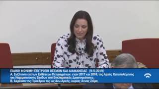 Όλγα Κεφαλογιάννη, ειδική Μόνιμη Επιτροπή Θεσμών και Διαφάνειας, 09-05-201919