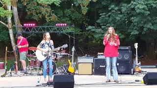 Alexis Stinnett and Gracie Rasmussen sing Landslide at Keizer Rotary Amphitheater