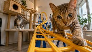 Cat Ride Roller Coaster 🐱 | 猫のためのジェットコースター体験 | 고양이를 위한 롤러코스터 체험