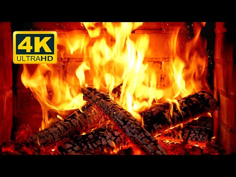 🔥 FIREPLACE Ultra HD 4K. Fireplace with Crackling Fire Sounds. Fireplace Burning. Fire Background