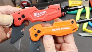 King Kong V. Godzilla! Two best bit driving utility knives under $20: Klein & Milwaukee. Who wins