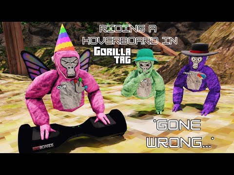 Riding a HOVERBOARD while playing GORILLA TAG!! *I fell*