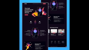 Audio stream app landing page using HTML CSS JS