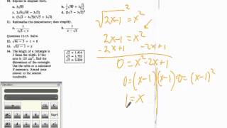 How to solve radical equations (chapter test form b # 12-14)
