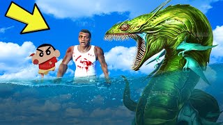 SHINCHAN & FRANKLIN FIGHT SEA MONSTERS to Become TITAN GIANT SHARK FISH | GTA 5  techno gamerz screenshot 2