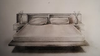 How to draw - One point perspective - bed, furniture One point perspective with rule and pencil If you like please subscribe, comment, share! Thanks!