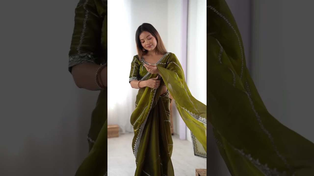 Olive Green Heavy Silk Saree