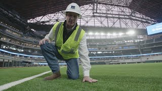 Texas rangers' new globe life field hits the ground running as 2020
season rolls out, featuring a groundbreaking synthetic grass
manufactured by shaw spo...