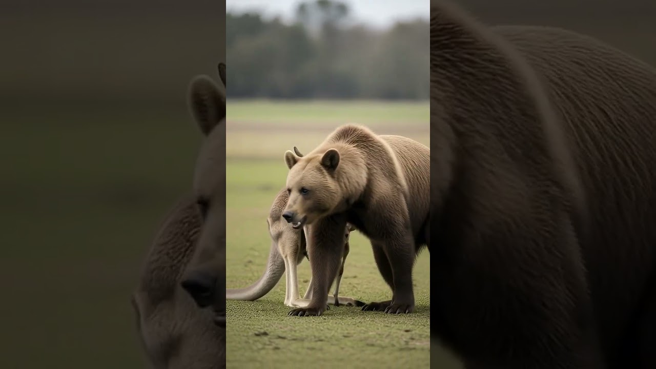 Kangaroo and Bear Friendship | Ai Wildlife