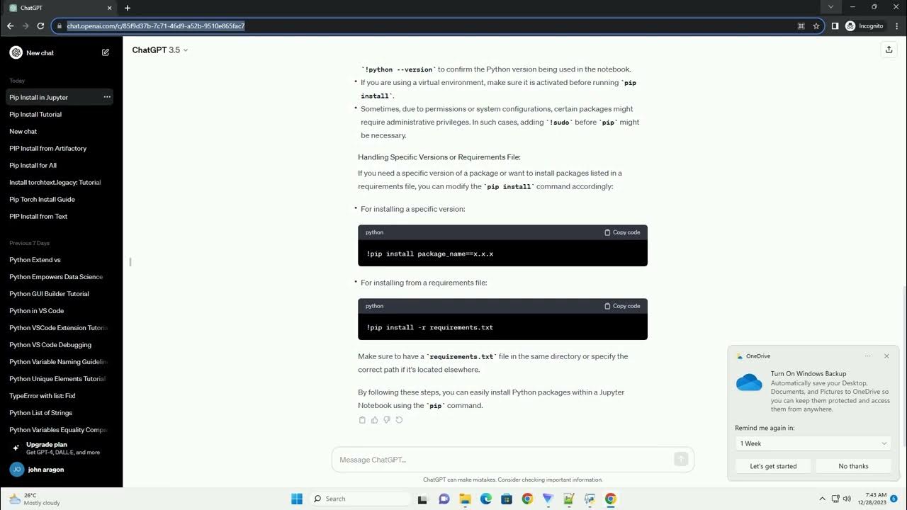 how to pip install from jupyter notebook - YouTube