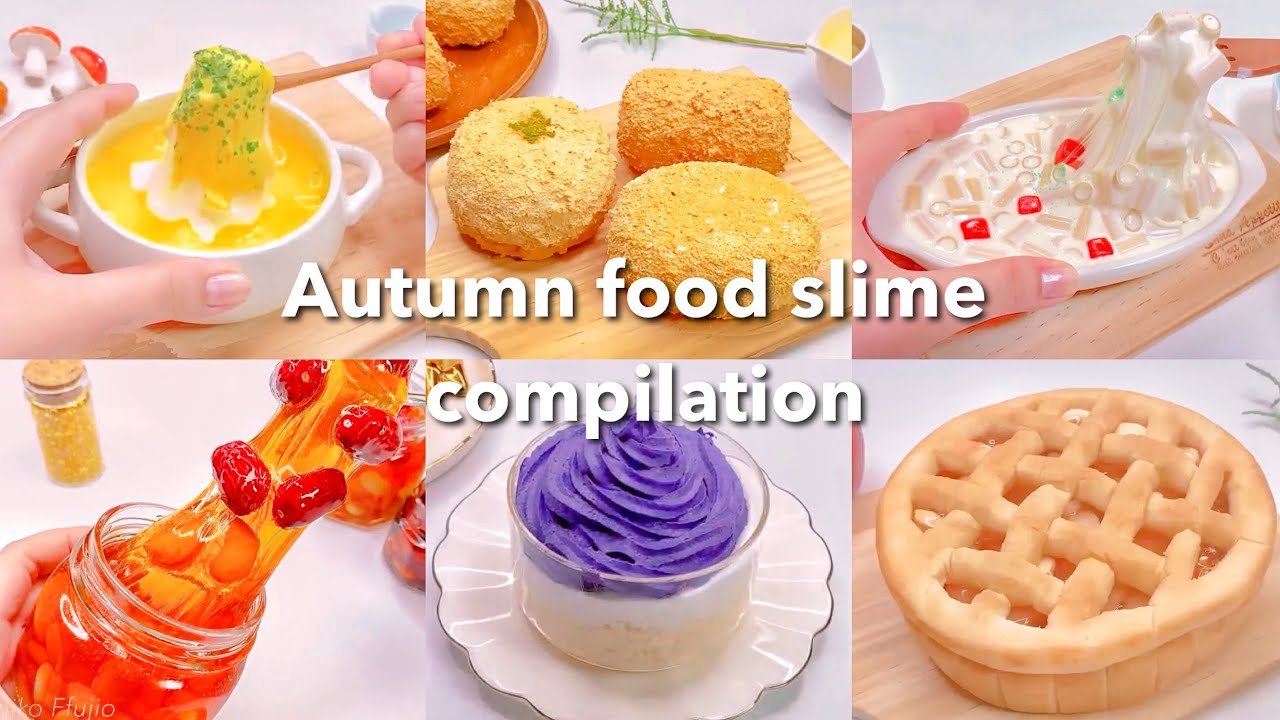 【ASMR】🍁秋の食べ物スライムまとめ🍂【音フェチ】Autumn food slime compilation