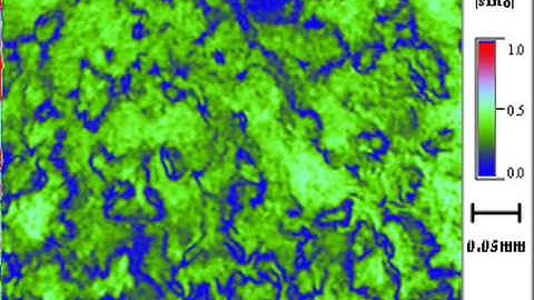 Liquid crystal film under microscope and electric field (Fluessigkristalle)