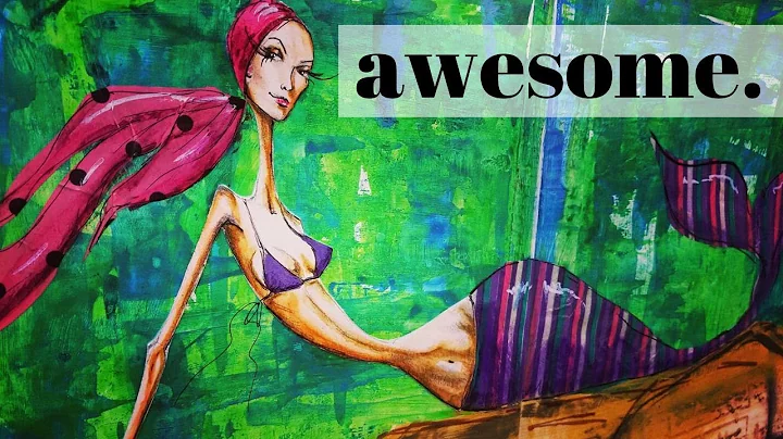 How to Make a Mixed Media Art Journal Mermaid Double SPREAD! SO FUN!!!