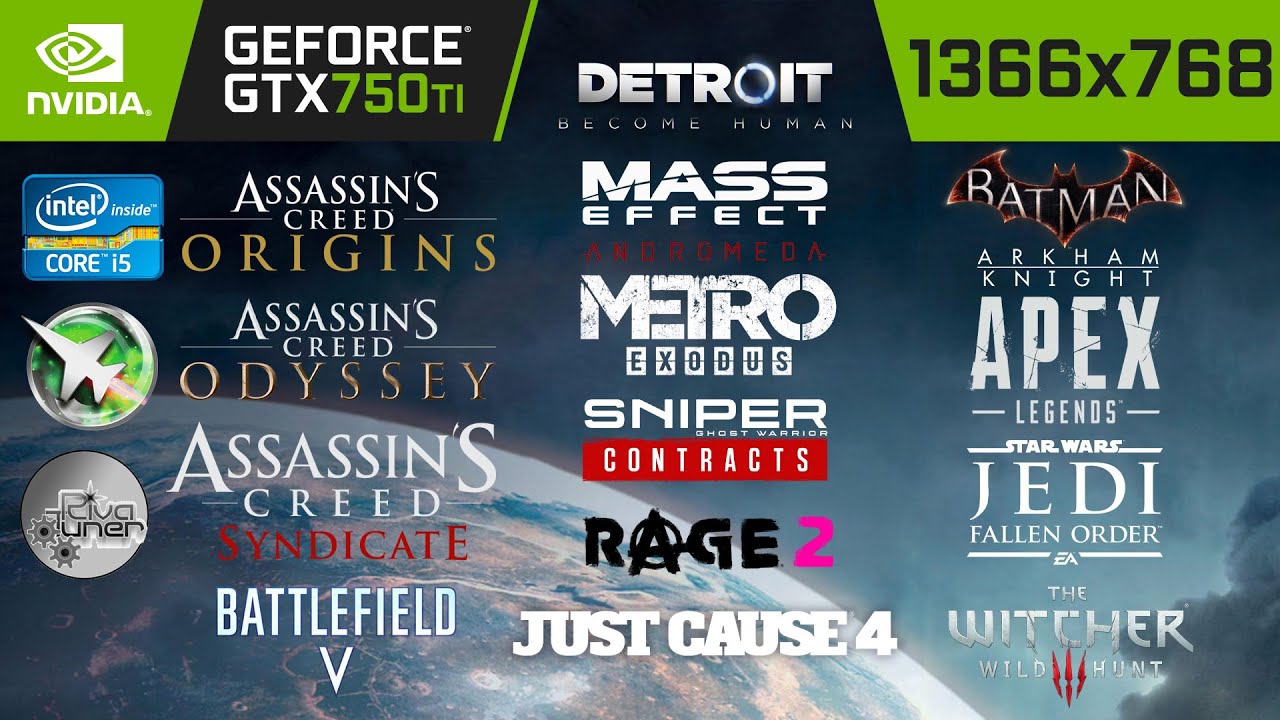 GTX 750 TI TEST IN 14 GAMES (1366x768) - i5-4590 - 12GB RAM - YouTube