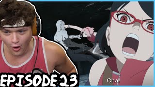 SASUKE, NARUTO, SAKURA & SARADA VS SHIN FINAL FIGHT! || Boruto REACTION: Episode 23