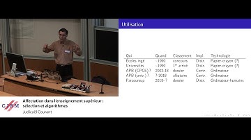Judicaël Courant : Affectation dans l’enseignement supérieur : sélection et algorithmes