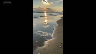 Tranquil Dawn By The Sea  Mirror Sheen Reflection