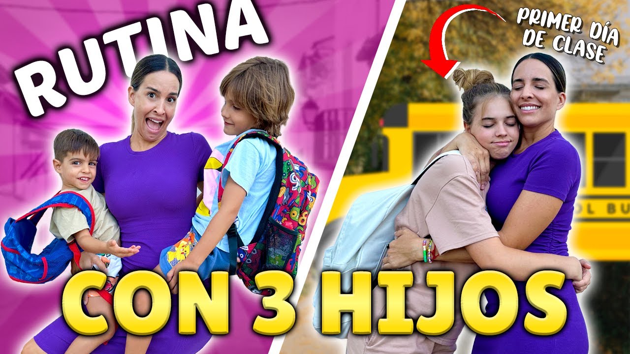 RUTINA REAL CON 3 HIJOS PARA IR AL COLEGIO + PRIMER DÍA DE INDY | Familia Amiguindy