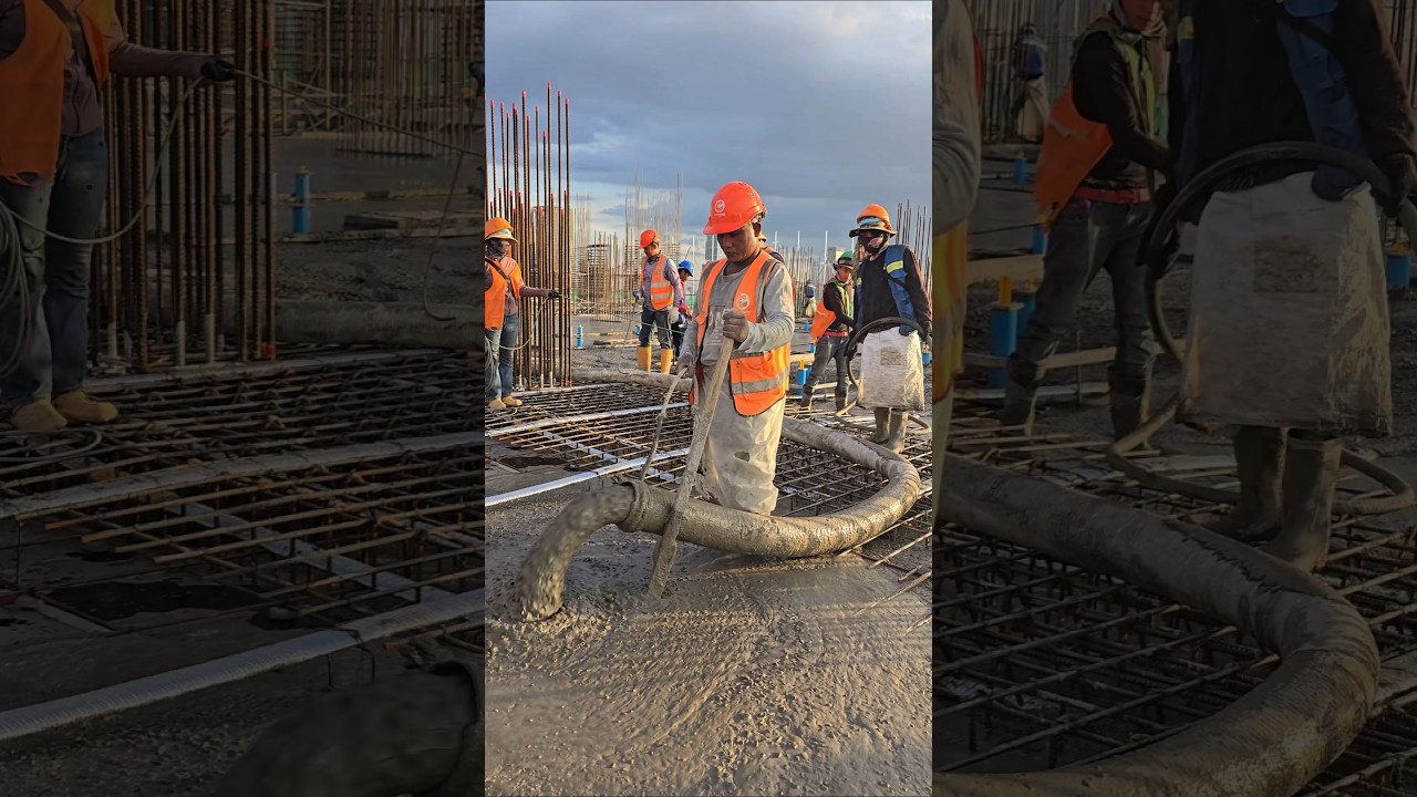Pouring slab concrete #shorts #construction #skills #engineering