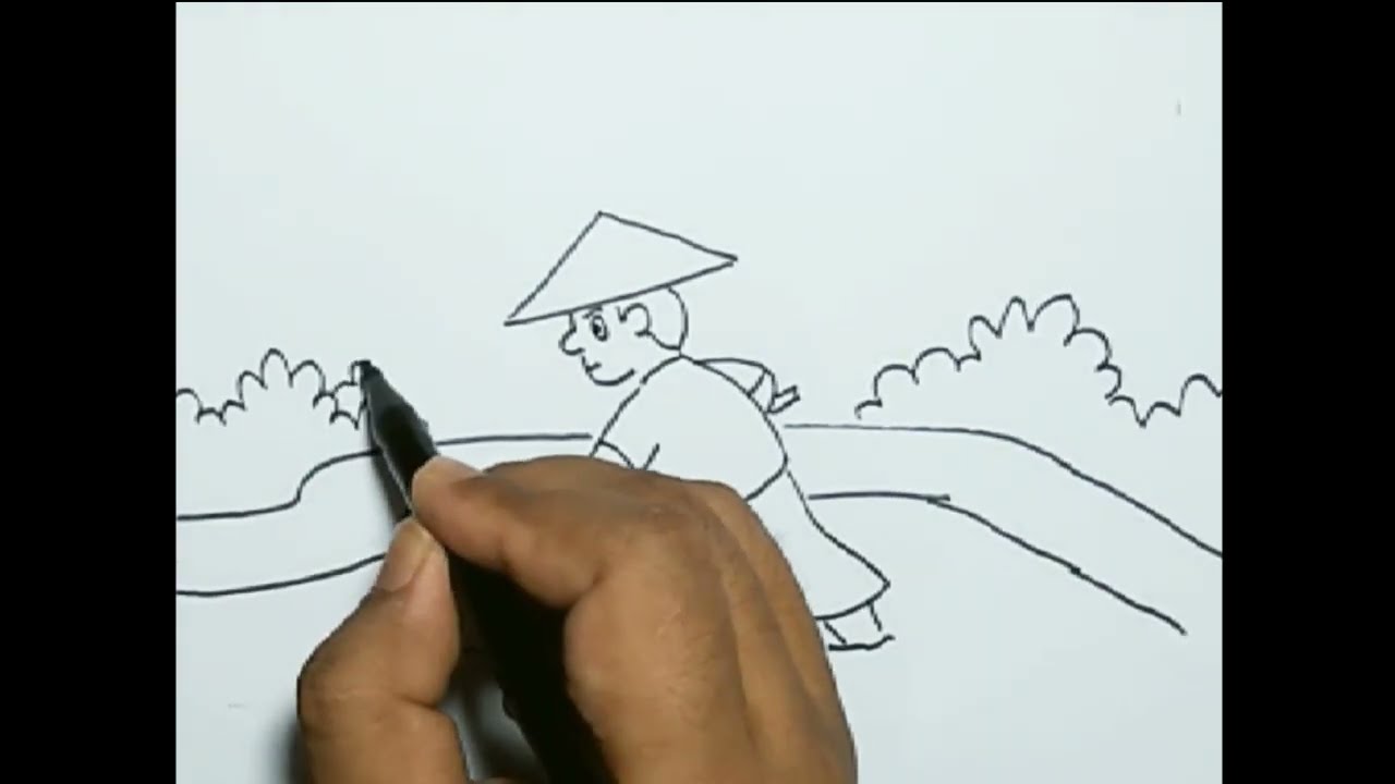 Cara Menggambar Petani Yang Mudah - Gambar Tema Profesi