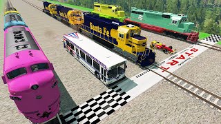 Train Racing Battle Crashes #3 | BeamNG Drive - Dancing Cars