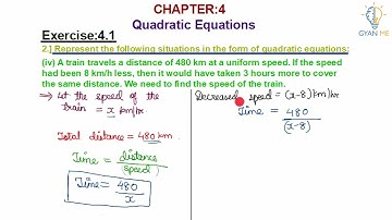 Q. 2(iv) : Represent the following situations in the form of quadratic equations : (iv) A train...