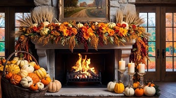 Cozy Thanksgiving Background 🦃 Stunning Autumn Fireplace Ambience | Relaxing Fire Sounds for Fall