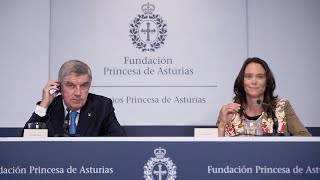 Press conference by Thomas Bach &amp; Jojo Ferris on behalf of Refugees Olympic Team and Foundation