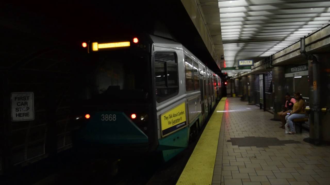NIS Green Line C Branch Train Leaving North Station Green Line NIS Green Line C Branch Train Leaving North Station Green Line