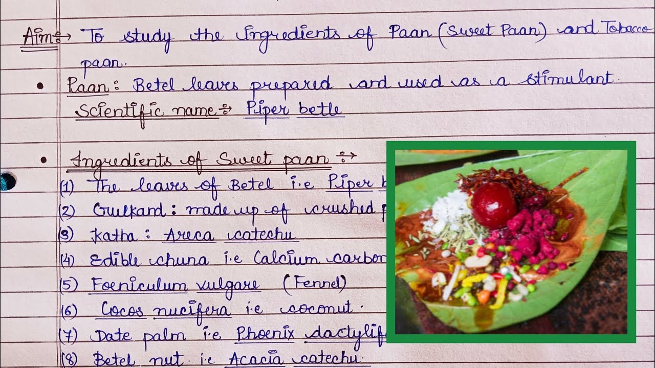 To study the ingredients of Sweet paan & Tobacco paan. #paan #uses  #mscbotany #yt @priya_thakur