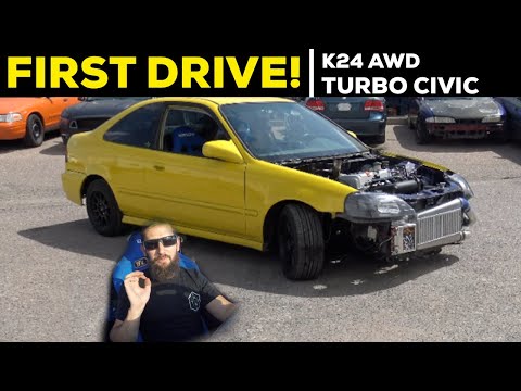 Pt.7 | LAMBO KILLER BUILD | 600HP AWD TURBO HONDA CIVIC | FIRST DRIVE!