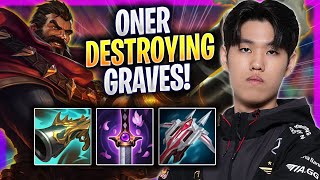 ONER DESTROYING WITH GRAVES! - T1 Oner Plays Graves JUNGLE vs Lee Sin! | Season 2024