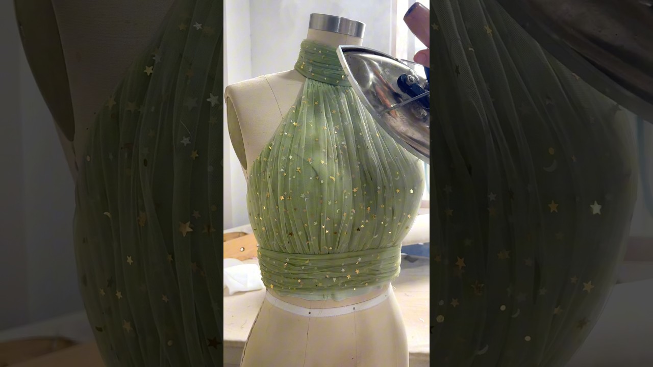 Making a halter mini sage green dress  sewing  fashion  dress  creative