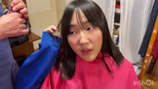 久しぶりにババに髪の毛を切ってもらう稚奈