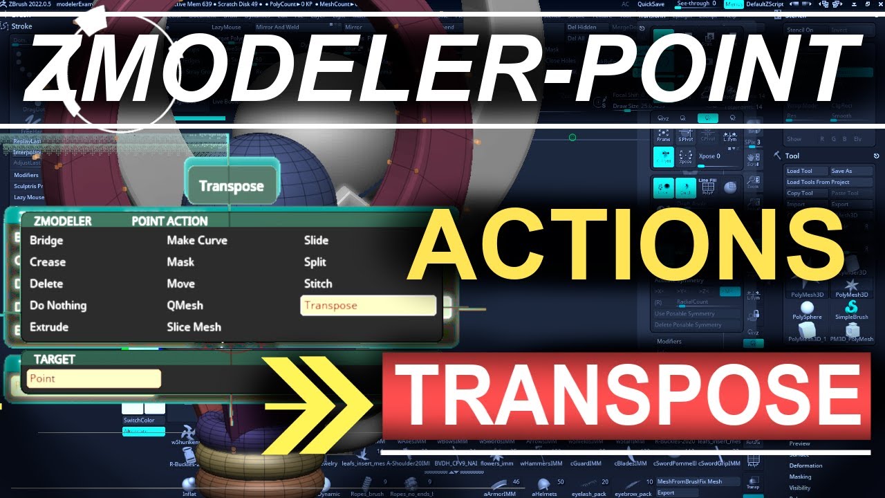 ZBrush - ZModeler Point(Actions) - "Transpose"