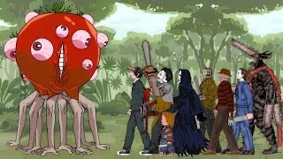 Tomato Devil vs Chainsaw Man Devil, Aki Gun Devil, Jason, Michael, Freddy, Leatherface,Ghostface